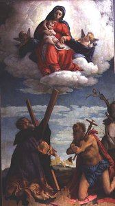 Madonna z Dzieciątkiem w chwale ze św. Andrzejem i św. Hieronima autorstwa Lorenzo Lotto
