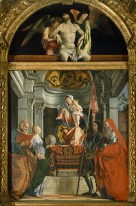 Madonna i święci, Lorenzo Lotto (ok. 1480-1556), olej na płótnie autorstwa Lorenzo Lotto