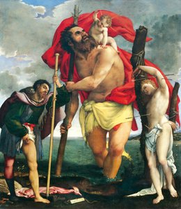 Św. Krzysztof między świętymi Rocco i Sebastianem autorstwa Lorenzo Lotto