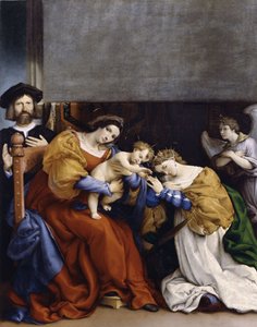 Mistyczne małżeństwo św. Katarzyny z darczyńcą Niccolò Bonghi, 1523. autorstwa Lorenzo Lotto