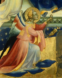 Klęczący Anioł, fragment centralnego panelu Koronacji Marii Lorenzo Monaco (ok. 1370-1425), tempera i złoto na desce, 506x447, 5 cm autorstwa Lorenzo Monaco