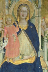 Madonna z Dzieciątkiem na tronie ze Świętymi, szczegół przedstawiający Madonnę z Dzieciątkiem, polityk, 1413 autorstwa Lorenzo Monaco