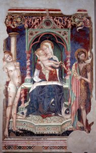 Dziewica z Dzieciątkiem w otoczeniu św. Sebastiana i św. Jana Chrzciciela (Fresco autorstwa Lorenzo Salimbeni