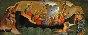 Chrystus ratujący Piotra z tonącego panelu Predella, ok. 1370.
