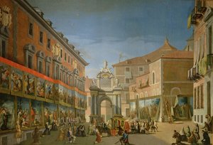 Łuk Triumfalny Najświętszej Marii Panny na głównej ulicy Madrytu (olej na płótnie) autorstwa Lorenzo de Quiros