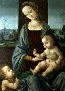 Madonna z Dzieciątkiem z Dzieciątkiem Św. Jan Chrzciciel autorstwa Lorenzo di (workshop of) Credi