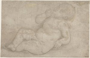 Studium dla leżącego Dzieciątka Jezus autorstwa Lorenzo di Credi (attributed to)