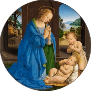 Maria adorująca Dzieciątko z małym świętym Janem autorstwa Lorenzo di Credi