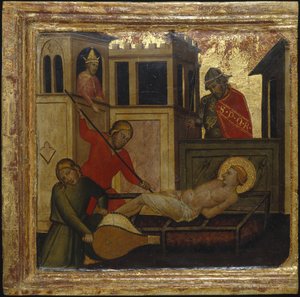 Męczeństwo św. Wawrzyńca. Sceny z życia św. Wawrzyńca, predella, ok. 1412