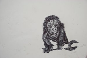 Monkey Business, 2016, (biro biro na papierze) autorstwa Lou Gibbs