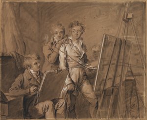 Trzech młodych artystów w pracowni autorstwa Louis Leopold Boilly