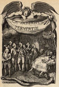 Ilustracja do „Zboczonego chłopa lub niebezpieczeństw miasta” Restifa de La Bretonne (1734-1806) francuskiego pisarza. Grawer Bineta z XVIII wieku.