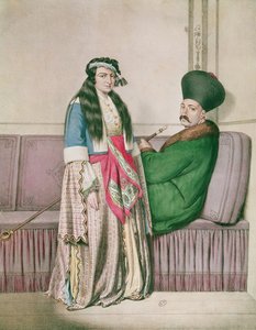 Książę ormiański i jego żona, grawerowane przez Lemerciera dla „Podróży do Aten i Konstantynopola”, napisanej i zilustrowanej przez Dupre autorstwa Louis (after) Dupre