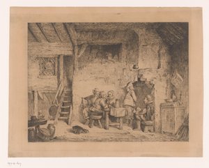 Firma w XVI-wiecznej odzieży w pubie Le recit au kabaret autorstwa Louis Antoine Carolus