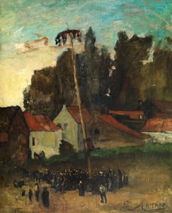 Wspinaczka na słup (olej na płótnie) autorstwa Louis Artan de Saint Martin
