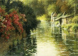 Francuski pejzaż rzeczny (olej na płótnie) autorstwa Louis Aston Knight