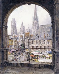 Rynek, Rouen autorstwa Louis Aston Knight