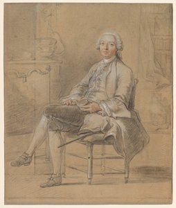 Siedzący mężczyzna trzymający tabakierkę, ok. godz. 1750-1760. autorstwa Louis Aubert