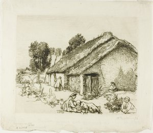 Domek z pięciorgiem dzieci autorstwa Louis Auguste Lepère