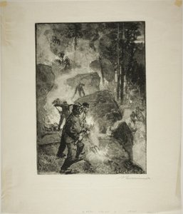 Wypalacze paproci w lesie autorstwa Louis Auguste Lepère