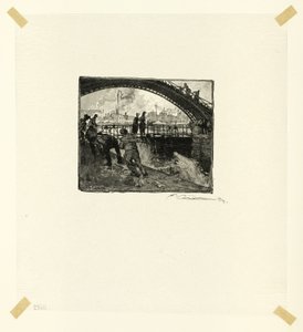 Śluza Canal Saint-Martin, płyta szósta z Le Long de la Seine et des Boulevards autorstwa Louis Auguste Lepère