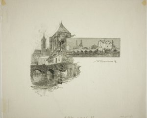Moret: drewniany młyn autorstwa Louis Auguste Lepère