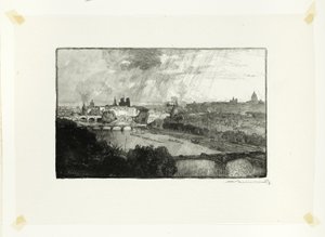 Paryż, widok z Pavillon de Flore, płyta jedenasta z Le Long de la Seine et des Boulevards autorstwa Louis Auguste Lepère