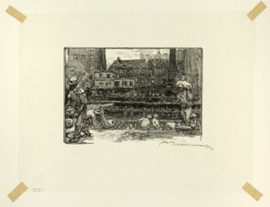 Rozładowywacze gipsu, płyta trzecia z Le Long de la Seine et des Boulevards autorstwa Louis Auguste Lepère