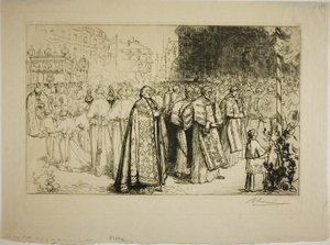 Ponowne wejście procesji do katedry w Nantes autorstwa Louis Auguste Lepère