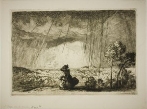 Burza na wydmie autorstwa Louis Auguste Lepère