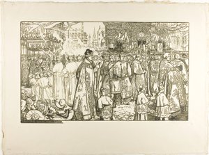 Procesja Bożego Ciała, Nantes autorstwa Louis Auguste Lepère