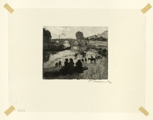 Staw Koński przy Pont Marie, płyta dziesiąta z Le Long de la Seine et des Boulevards autorstwa Louis Auguste Lepère