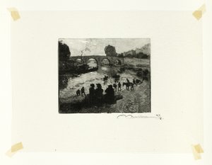 Staw Koński przy Pont Marie, płyta dziesiąta z Le Long de la Seine et des Boulevards autorstwa Louis Auguste Lepère