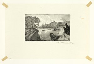 Luwr widziany z Pont-Neuf, płyta trzynasta z Le Long de la Seine et des Boulevards autorstwa Louis Auguste Lepère