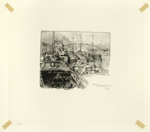 Villette Dock, płyta piąta z Le Long de la Seine et des Boulevards autorstwa Louis Auguste Lepère