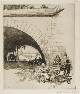 Woolcarders w Pont Marie autorstwa Louis Auguste Lepère