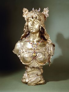 Salammbo (zestaw kamieni szlachetnych, popiersie z pozłacanego brązu) autorstwa Louis Auguste Moreau