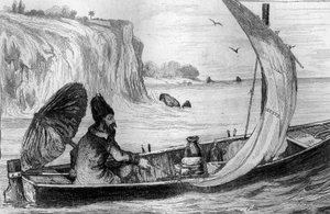 Kierowała mnie aktualna grawerunek według rysunku pana de Sainsona do Księgi Daniela Defoe (De foe) „Robinson Crusoe”” wydanie francuskie z 1837 roku.