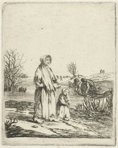 Żebrak z dzieckiem w rowie autorstwa Louis Bernard Coclers