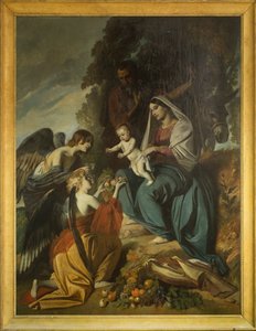 Anioły karmiące Świętą Rodzinę. Olej na płótnie Louisa Boulangera (1806-1867), nawa katedry Sens