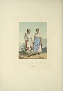 Kostiumy Indian Mechoacan, ilustracja z „Widoków Kordylierów i pomników ludów tubylczych Ameryki” autorstwa Alexandra von Humboldta i Aime Bonplanda