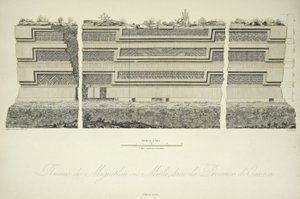 Ruiny Miguitlan lub Mitla, w prowincji Oaxaca, ilustracja z „Widoków Kordylierów i pomników ludów tubylczych Ameryki” autorstwa Alexandra von Humboldta i Aime Bonplanda
