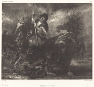atak lwa autorstwa Louis Candide Boulanger