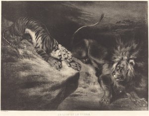 Lew i Tygrys autorstwa Louis Candide Boulanger after Eugène Delacroix