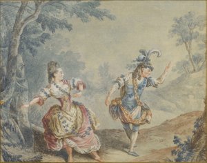 Marie Allard i Jean Dauberval w operze-balecie Silvie autorstwa Louis Carrogis dit Carmontelle