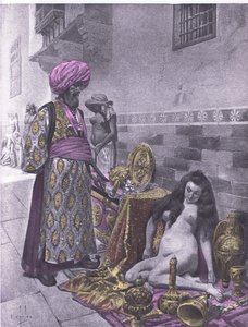 Osbech i jeńcy, ilustracja z Dekameronu Boccaccio wydana przez Towarzystwo Nawarry, lata 30. (lito)
