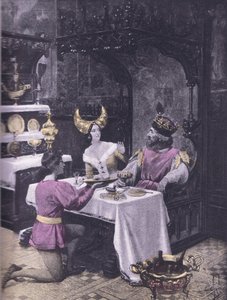 Obiad kur, ilustracja z Dekameronu Boccaccio wydana przez Towarzystwo Nawarry, lata 30. (lito)