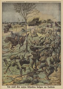 Belgijskie samochody pancerne w służbie armii rosyjskiej generała Brusiłowa atakującej wojska niemieckie w Galicji, I wojna światowa