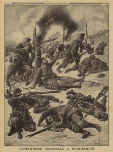 Francuska piechota kolonialna walcząca w Beausejour, I wojna światowa autorstwa Louis Charles (after) Bombled