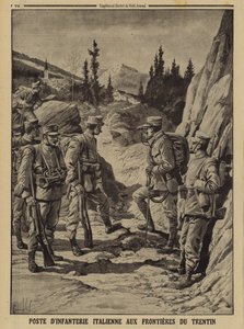 Placówka piechoty włoskiej na granicy Trentino, I wojna światowa autorstwa Louis Charles (after) Bombled